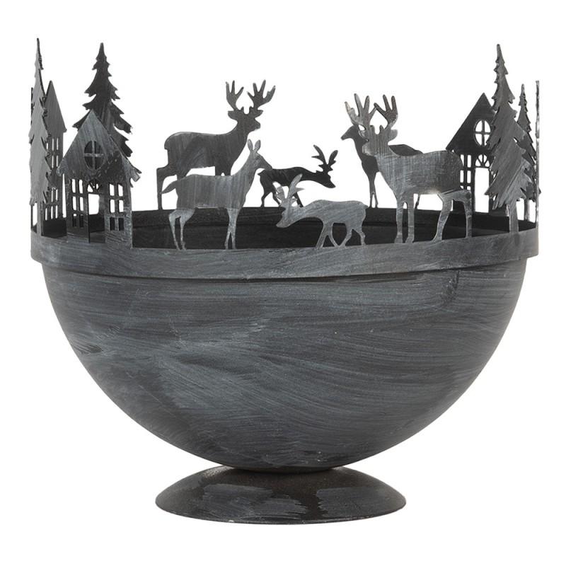 Clayre & Eef 6Y5787 Decoratie Schaal Ø 19x17 / Ø 13x14 Cm Grijs Metaal