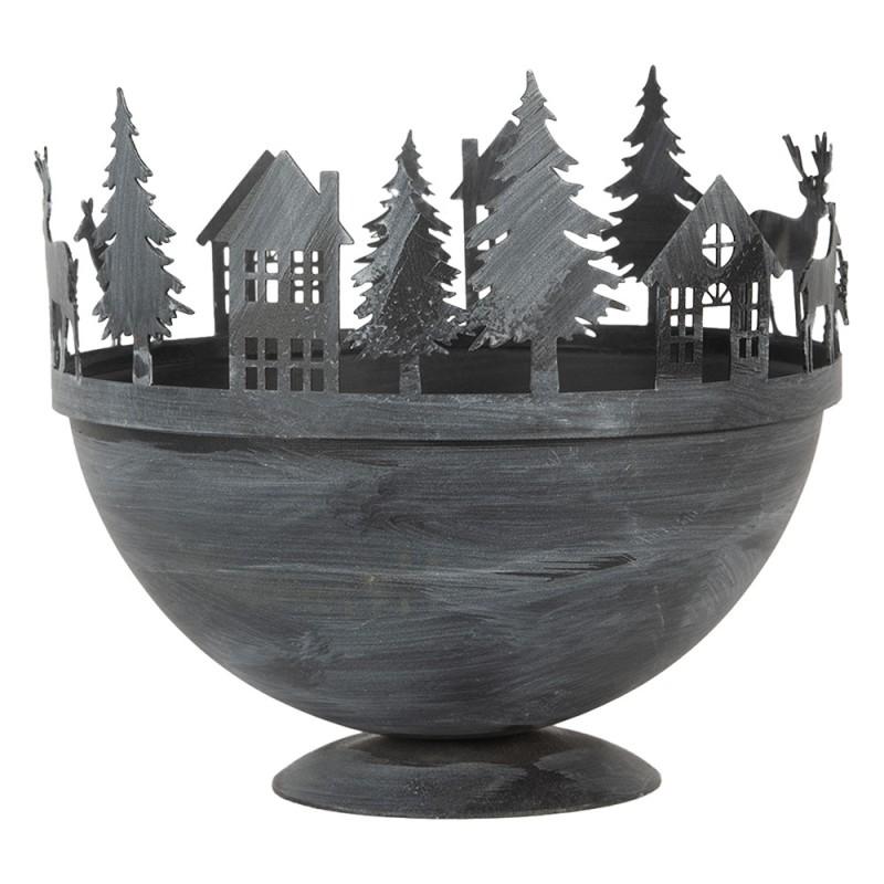 Clayre & Eef 6Y5787 Decoratie Schaal Ø 19x17 / Ø 13x14 Cm Grijs Metaal