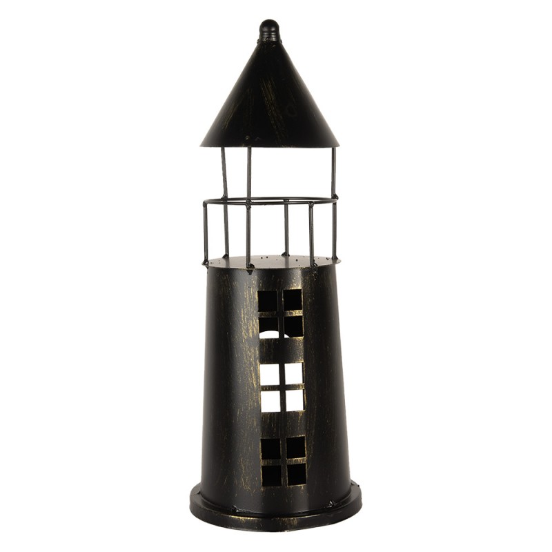 clayre & eef 6Y5790 Decoratie Vuurtoren Ø 16x45 cm Zwart Metaal