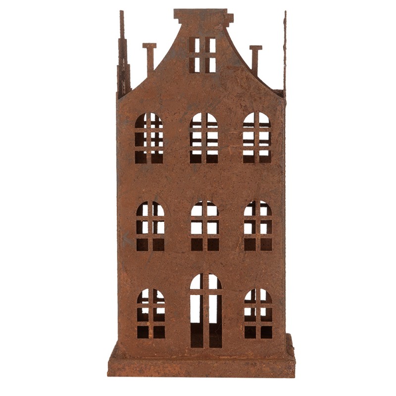 Clayre & Eef 6Y5791 Decoratie Beeld Set Van 2 Huis 14x14x27 / 11x11x23 Cm Bruin Metaal