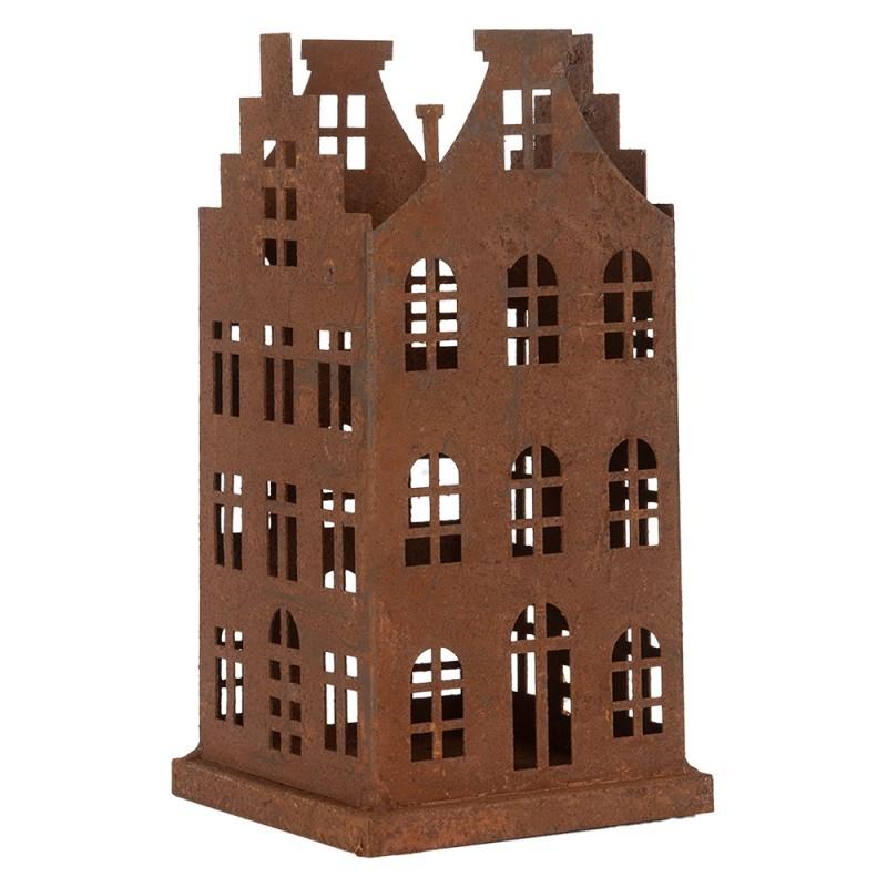 Clayre & Eef 6Y5791 Decoratie Beeld Set Van 2 Huis 14x14x27 / 11x11x23 Cm Bruin Metaal