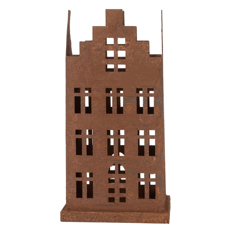 Clayre & Eef 6Y5791 Decoratie Beeld Set Van 2 Huis 14x14x27 / 11x11x23 Cm Bruin Metaal