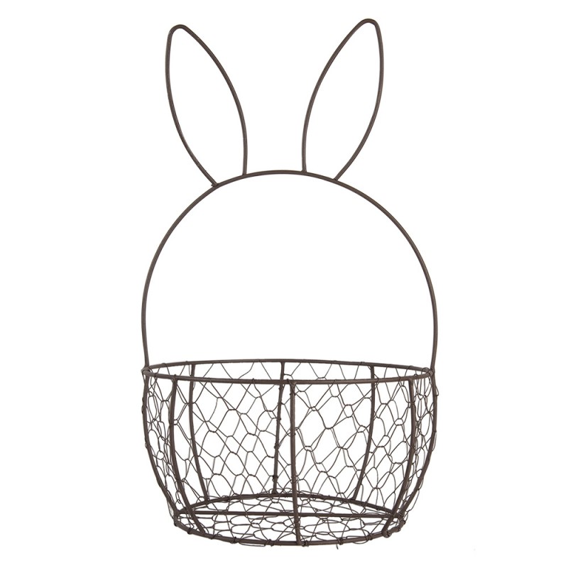 Clayre & Eef 6Y5794 Decoratie Mand Set Van 2 Ø 33x55 / Ø 27x45 Cm Bruin Metaal Konijn