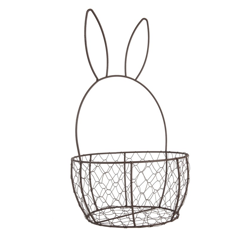 Clayre & Eef 6Y5794 Decoratie Mand Set Van 2 Ø 33x55 / Ø 27x45 Cm Bruin Metaal Konijn