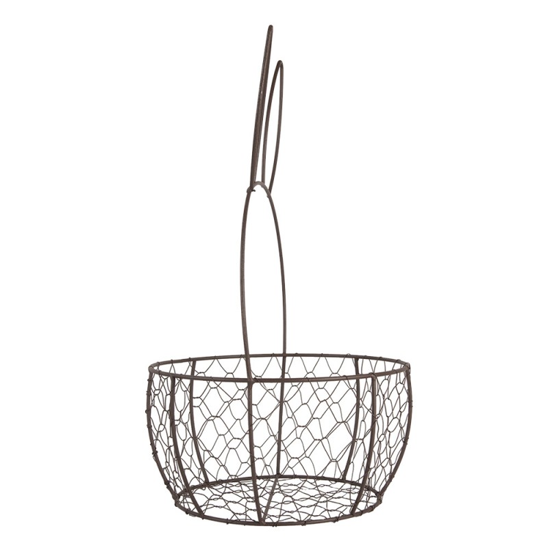 Clayre & Eef 6Y5794 Decoratie Mand Set Van 2 Ø 33x55 / Ø 27x45 Cm Bruin Metaal Konijn