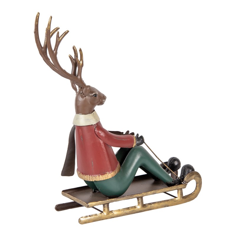 Clayre & Eef 6Y5834 Decoratie Beeld Hert 27x10x31 Cm Bruin Metaal