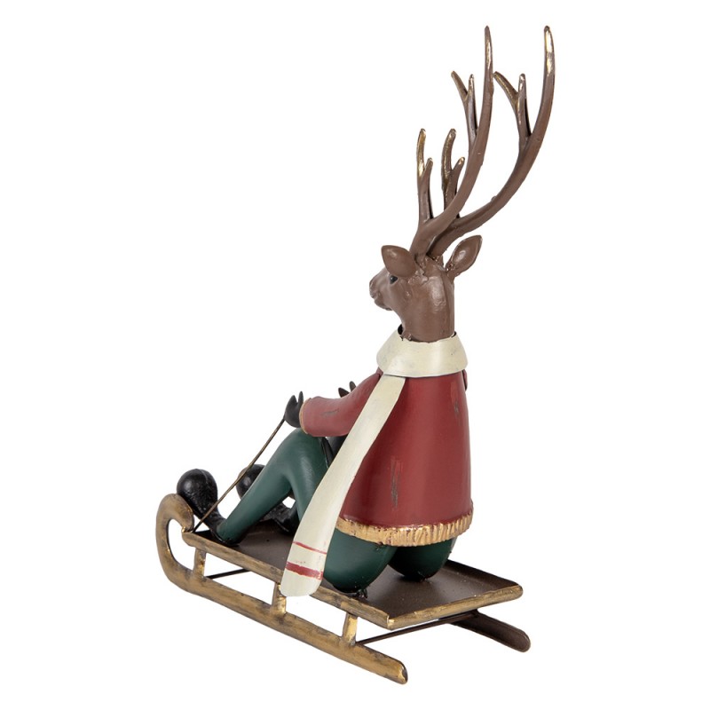 Clayre & Eef 6Y5834 Decoratie Beeld Hert 27x10x31 Cm Bruin Metaal