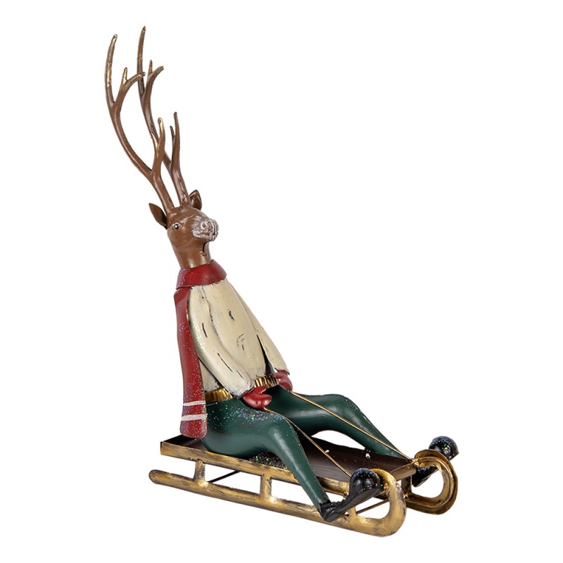 Clayre & Eef 6Y5835 Decoratie Beeld Hert 30x12x32 Cm Bruin Metaal