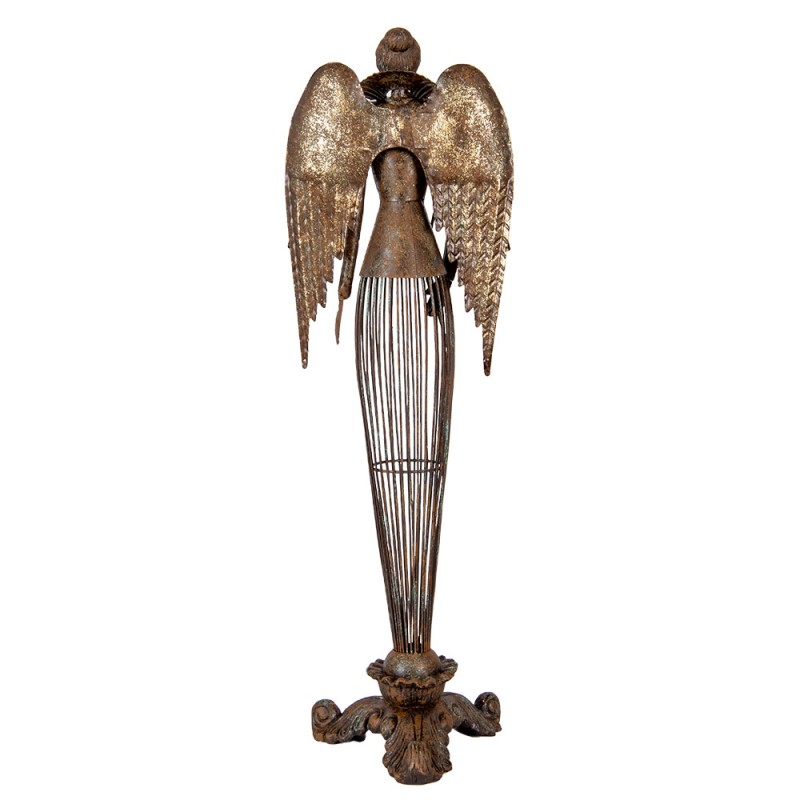 Clayre & Eef 6Y5837 Decoratie Beeld Engel 17x15x54 Cm Bruin Metaal