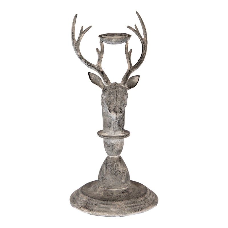 Clayre & Eef 6Y5839 Kandelaar Hert 17x14x30 Cm Grijs Metaal