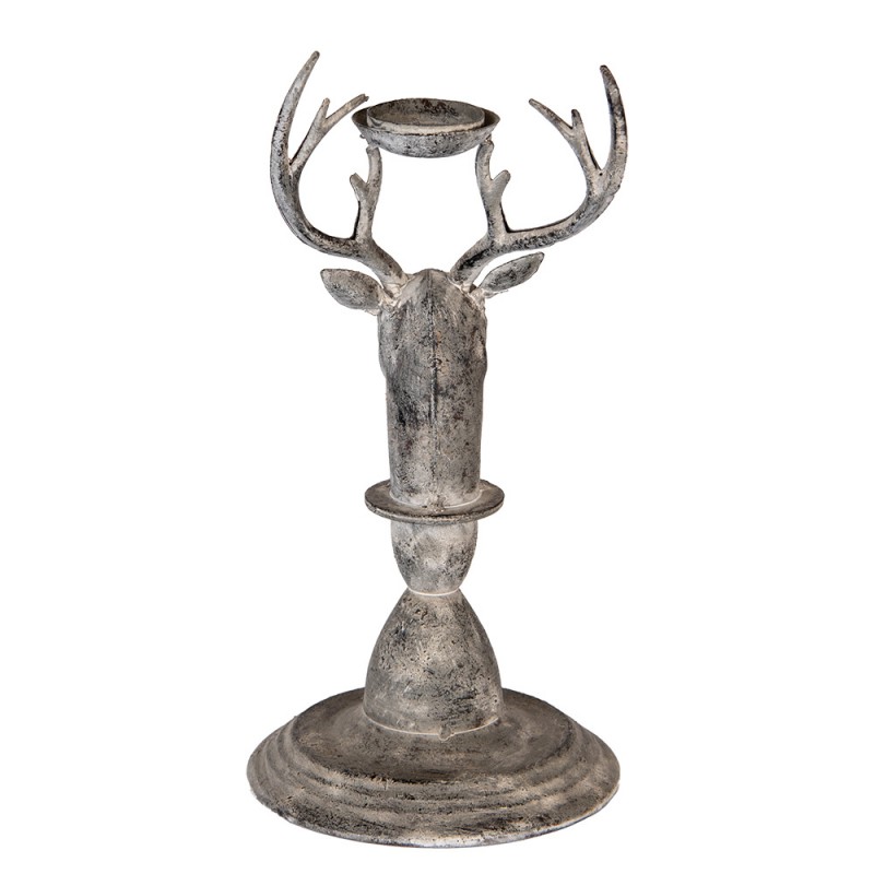 Clayre & Eef 6Y5839 Kandelaar Hert 17x14x30 Cm Grijs Metaal