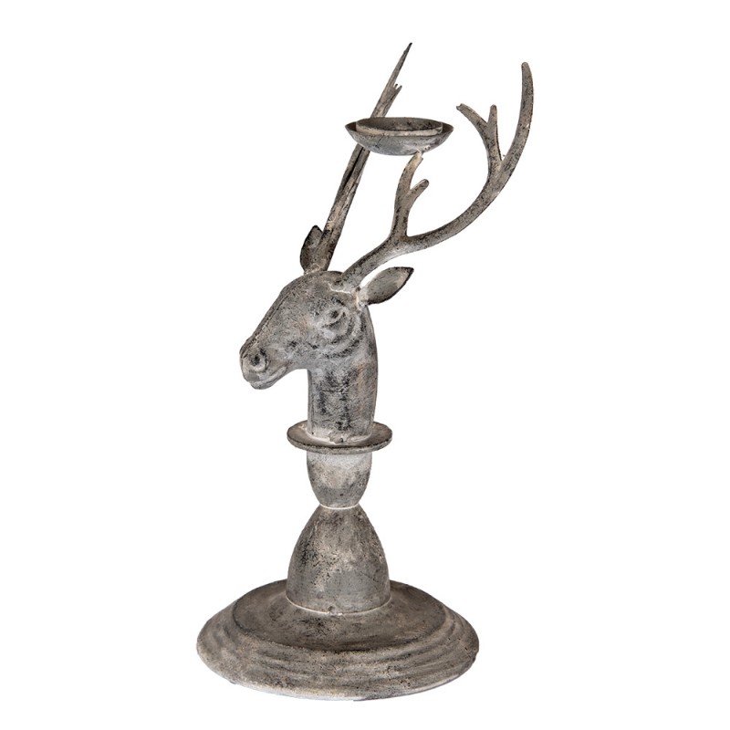 clayre & eef 6Y5839 Kandelaar Hert 17x14x30 cm Grijs Metaal