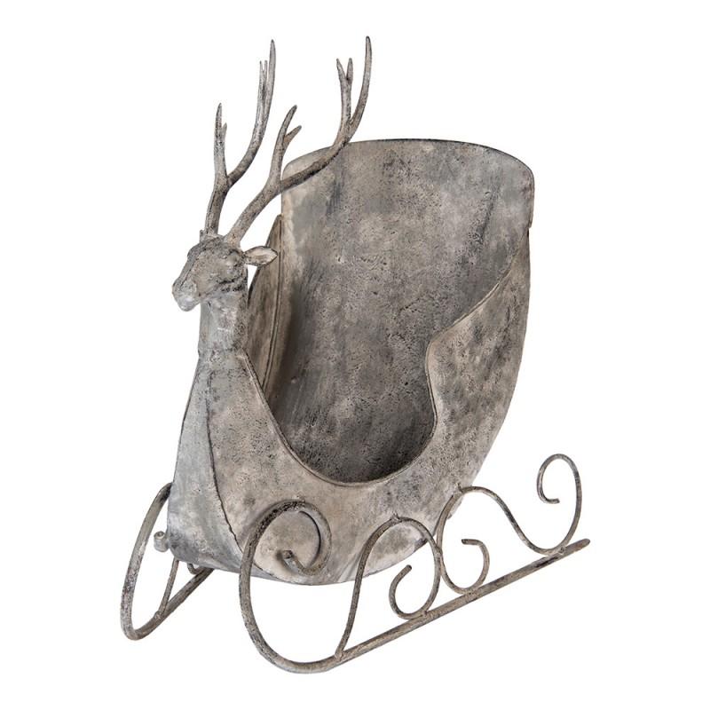 Clayre & Eef 6Y5840 Decoratie Beeld Slee 44x34x47 Cm Grijs Metaal Hert