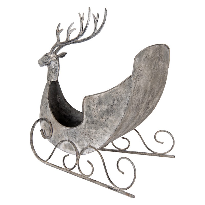 Clayre & Eef 6Y5840 Decoratie Beeld Slee 44x34x47 Cm Grijs Metaal Hert