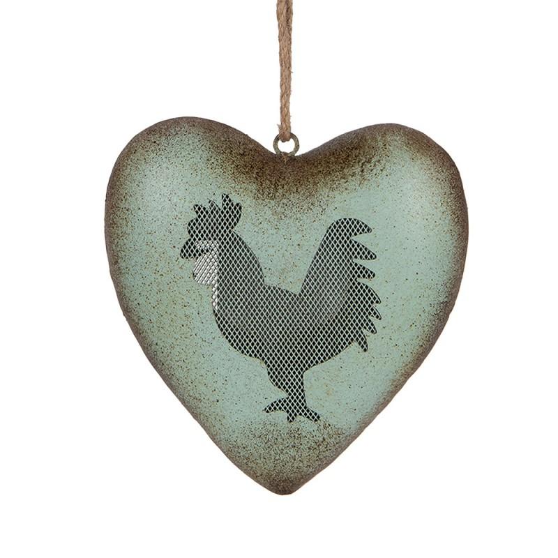 clayre & eef 6Y5848 Decoratie Hanger Hart 23x7x23 cm Groen Metaal Haan