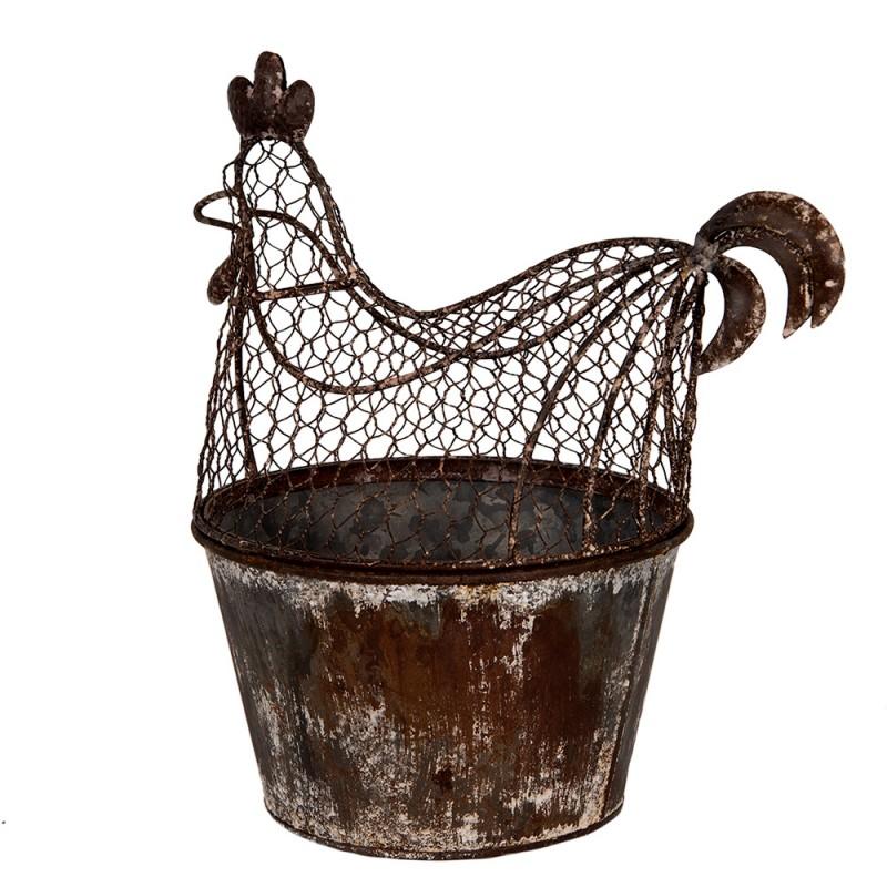 Clayre & Eef 6Y5850 Opbergmand Kip 39x39x25 Cm Bruin Grijs Metaal