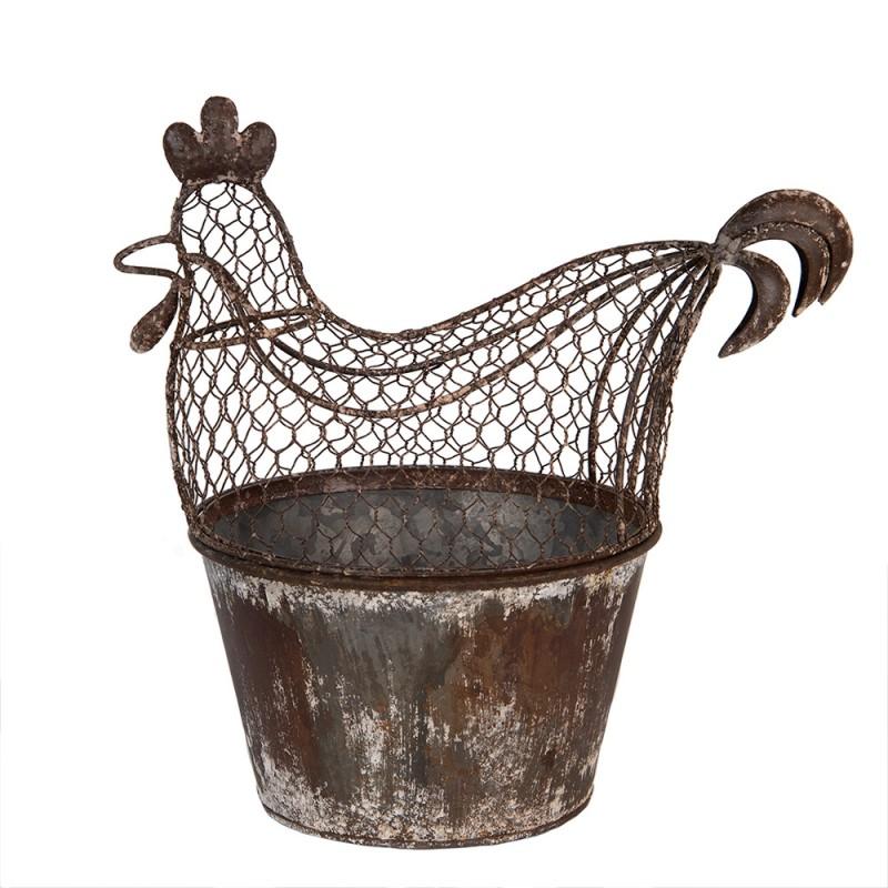 Clayre & Eef 6Y5850 Opbergmand Kip 39x39x25 Cm Bruin Grijs Metaal