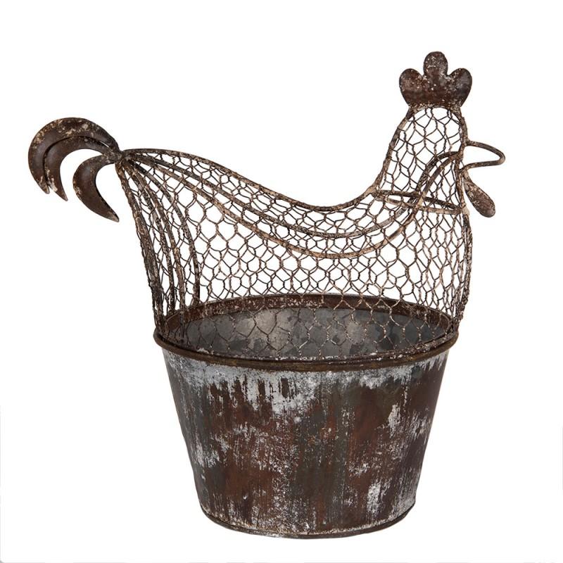 clayre & eef 6Y5850 Opbergmand Kip 39x39x25 cm Bruin Grijs Metaal