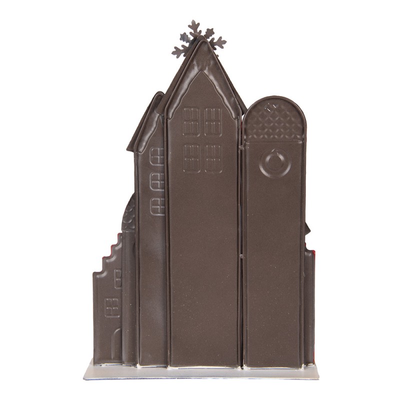 Clayre & Eef 6Y5863 Kerstdecoratie Beeld Huis 30x8x46 Cm Wit Rood Metaal