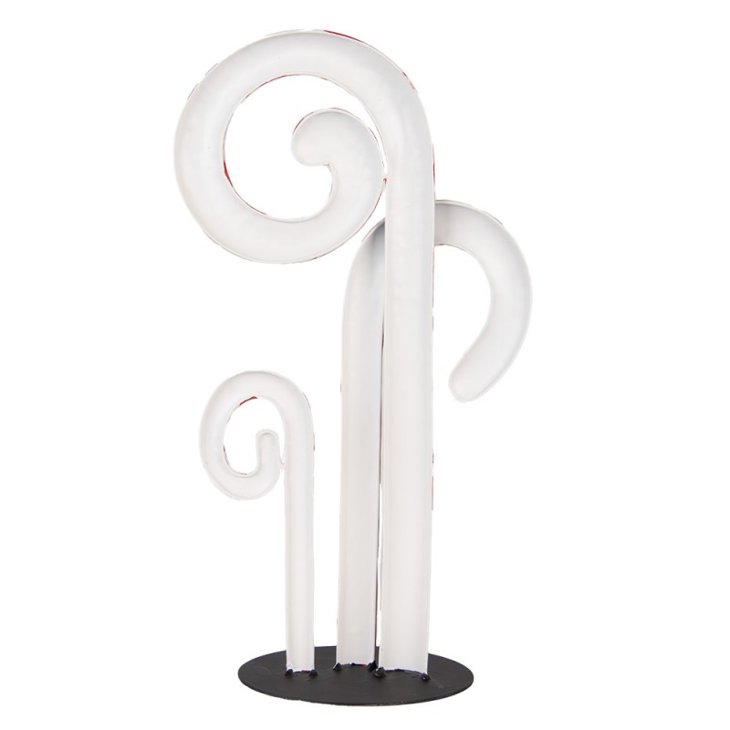 Clayre & Eef 6Y5864 Kerstdecoratie Beeld Zuurstok 24x11x46 Cm Wit Rood Metaal