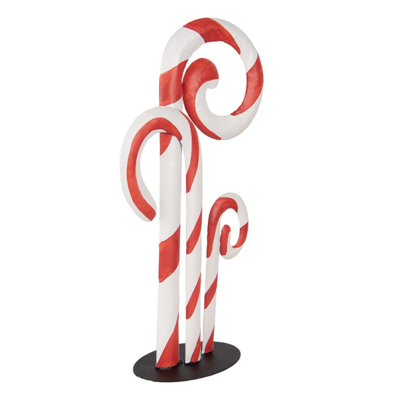 Clayre & Eef 6Y5864 Kerstdecoratie Beeld Zuurstok 24x11x46 Cm Wit Rood Metaal