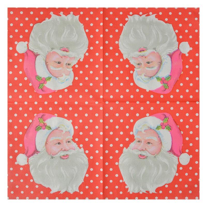 Clayre & Eef 73080 Servetten Papier Set Van 20 33x33 Cm Rood Papier Kerstman
