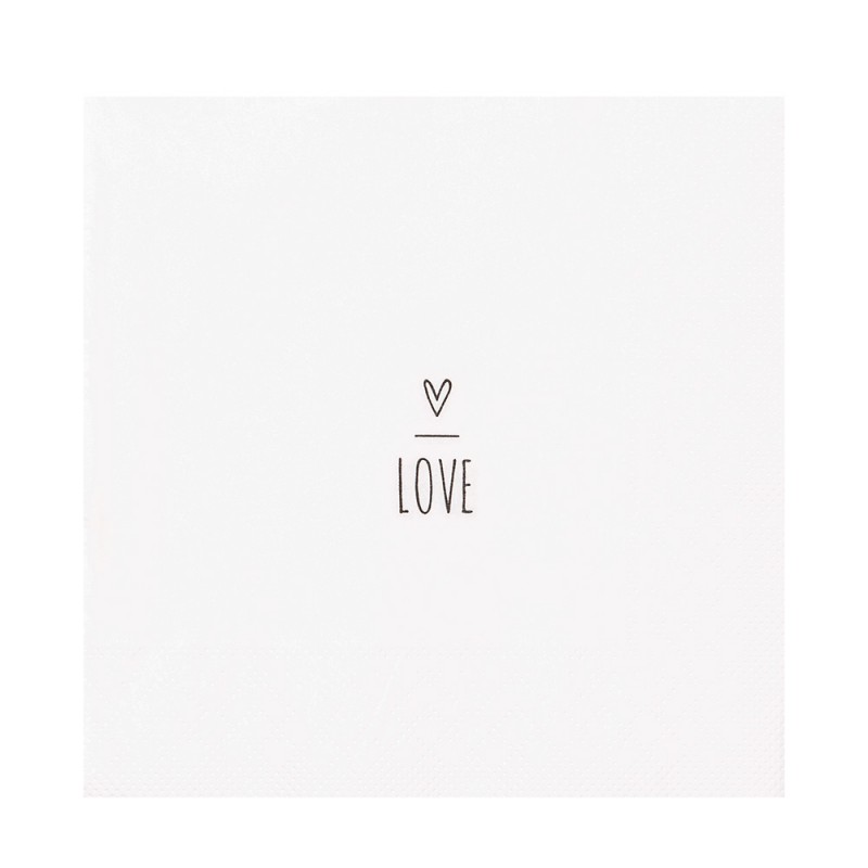 Clayre & Eef 73086 Servetten Papier Set Van 20 33x33 Cm Wit Papier Harten