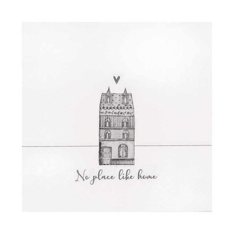 clayre & eef 73088 Servetten Papier Set van 20 33x33 cm Wit Papier Huizen