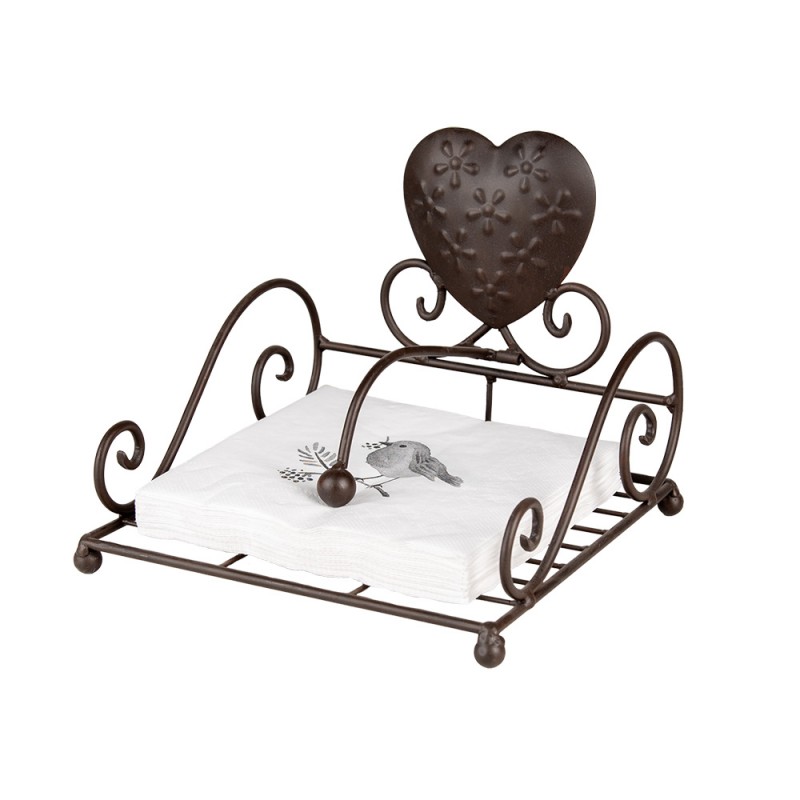 Clayre & Eef 73091 Servetten Papier Set Van 20 33x33 Cm Wit Papier Vogel