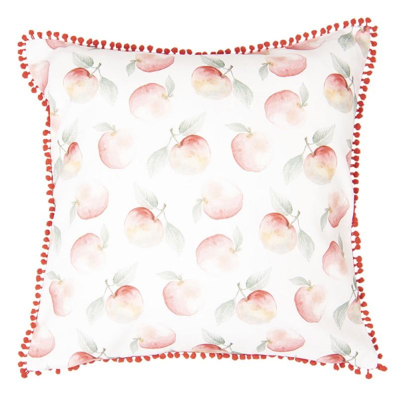 clayre & eef APY21 Kussenhoes 40x40 cm Wit Rood Katoen Appel Vierkant Sierkussenhoes