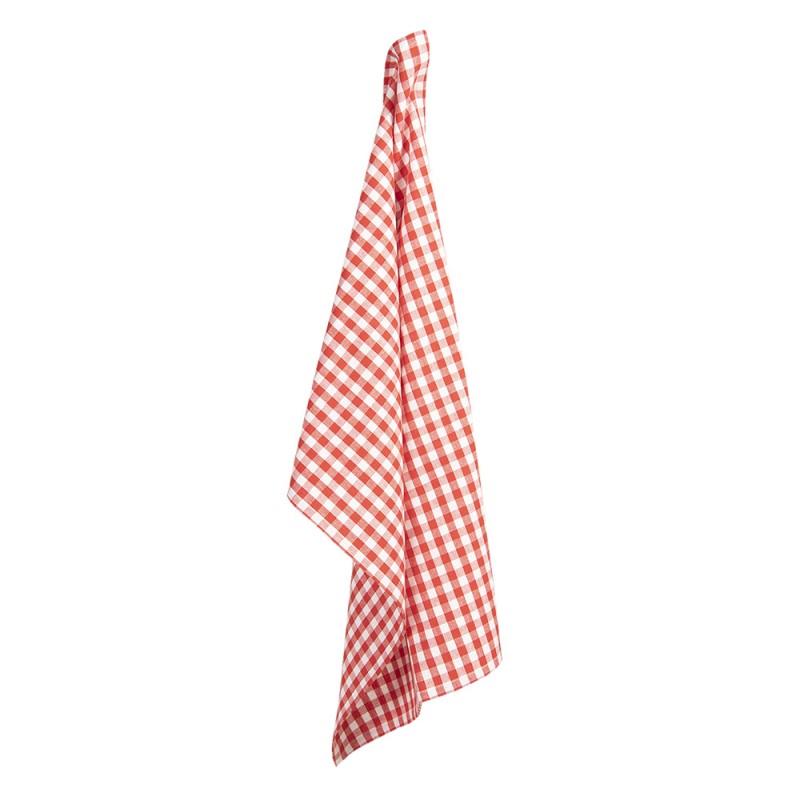 clayre & eef APY42-1 Theedoek 50x70 cm Rood Wit Katoen Ruit Keukenhanddoek