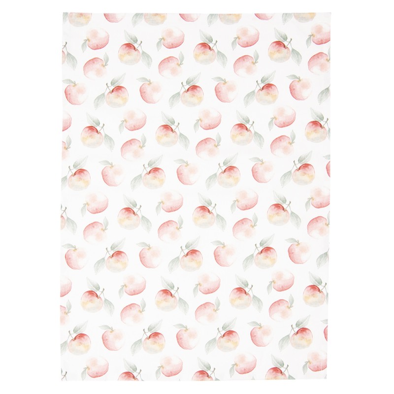Clayre & Eef APY42 Theedoek 50x70 Cm Rood Wit Katoen Appel Keukenhanddoek