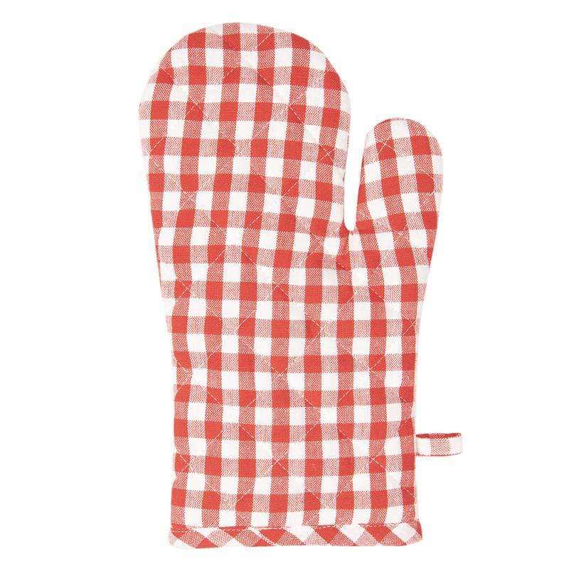 Clayre & Eef APY44 Ovenwant 18x30 Cm Rood Wit Katoen Appels Ovenhandschoen