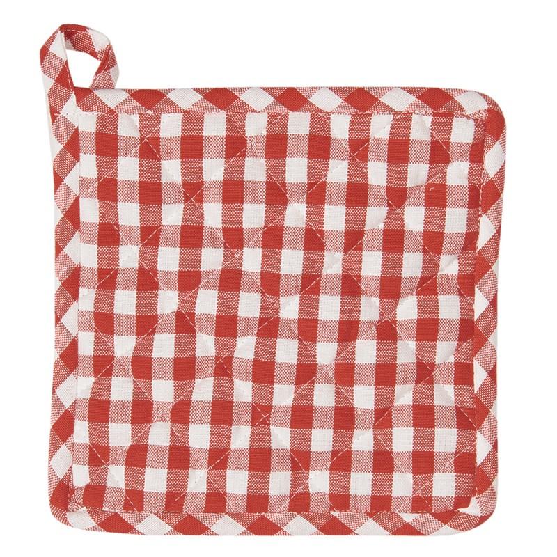 Clayre & Eef APY45 Pannenlap 20x20 Cm Rood Groen Katoen Appel Vierkant Afgiet Pannenlap
