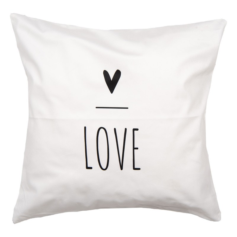 Clayre & Eef BHS21 Kussenhoes 45x45 Cm Wit Polyester Hart Vierkant