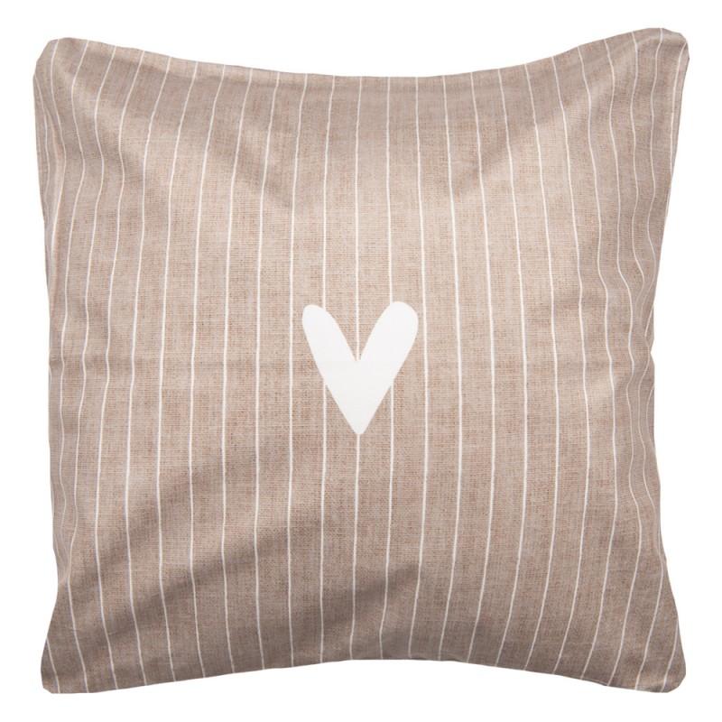 clayre & eef BHS22 Kussenhoes 45x45 cm Bruin Polyester Hart Vierkant