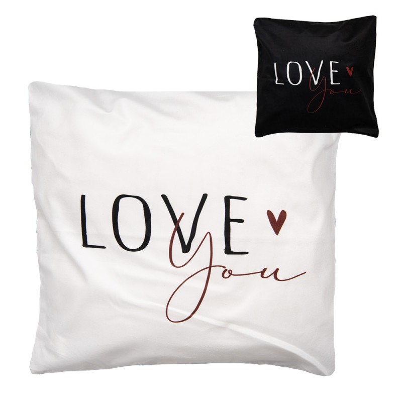 clayre & eef BHS24-2 Kussenhoes 45x45 cm Zwart Wit Polyester