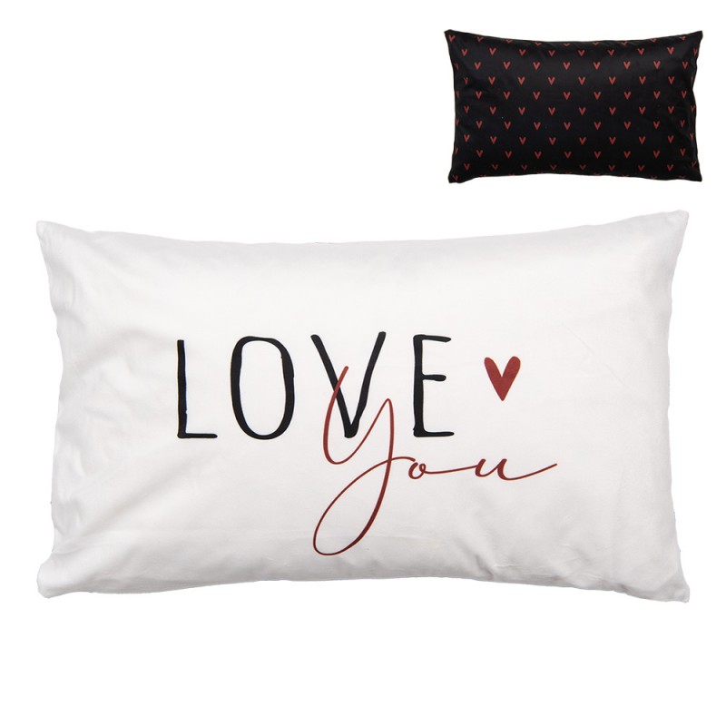 clayre & eef BHS36-4 Kussenhoes 30x50 cm Zwart Wit Polyester Rechthoek