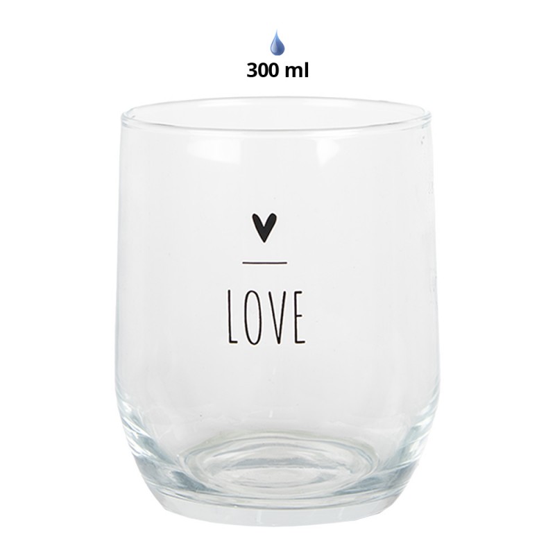Clayre & Eef BHSGL0004 Waterglas 300 Ml Transparant Glas Hart Drinkbeker