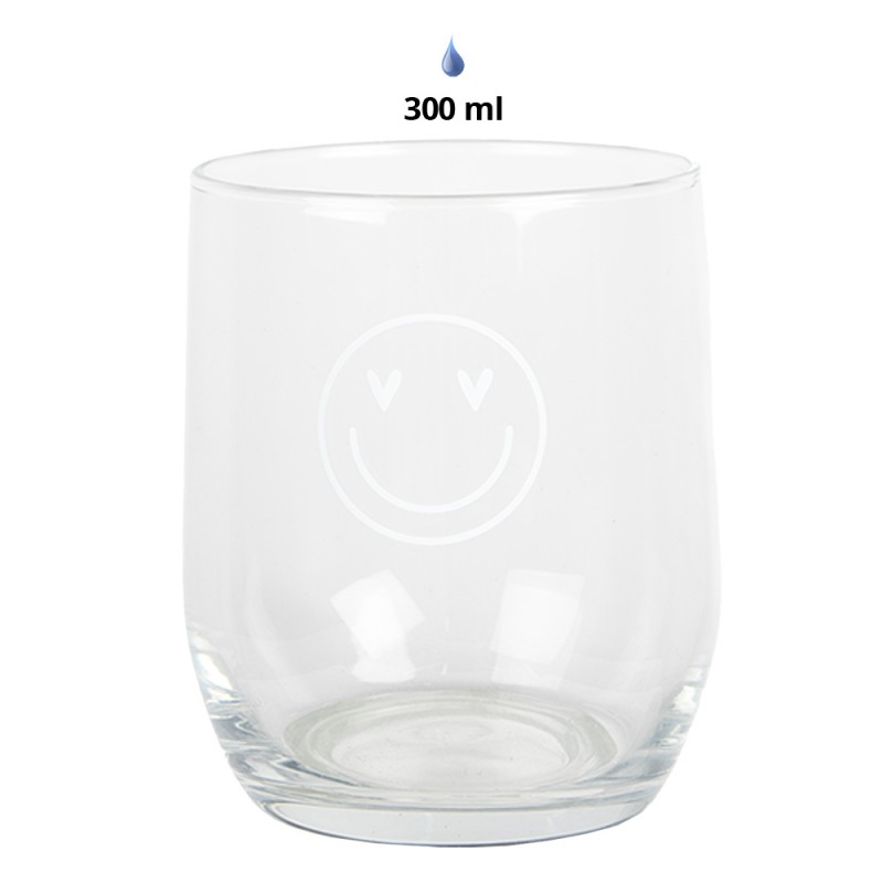 Clayre & Eef BHSGL0006 Waterglas 300 Ml Transparant Glas Smile Drinkbeker