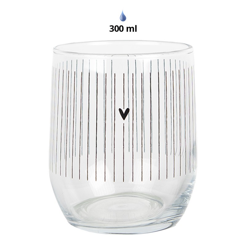 Clayre & Eef BHSGL0007 Waterglas 300 Ml Transparant Glas Hart Drinkbeker