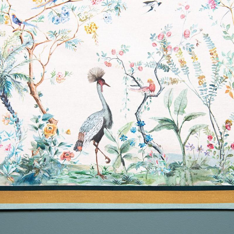 Clayre & Eef BIP15 Tafelkleed 150x150 Cm Beige Groen Katoen Tropisch Motief Vierkant Tafellaken