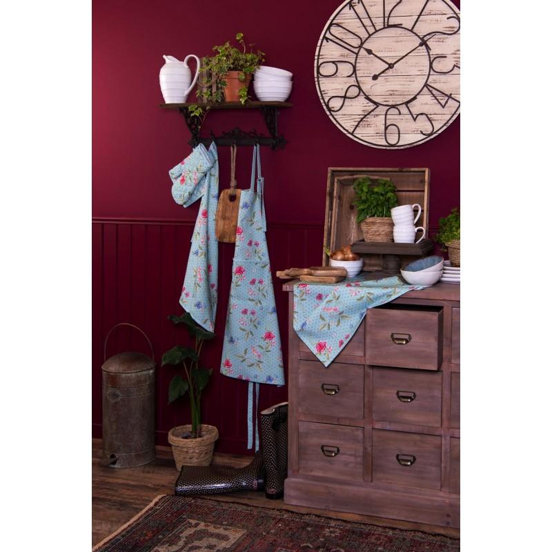 Clayre & Eef BLW47 Broodmand 35x35x8 Cm Blauw Groen Katoen Bloemen Cadeau Keuken