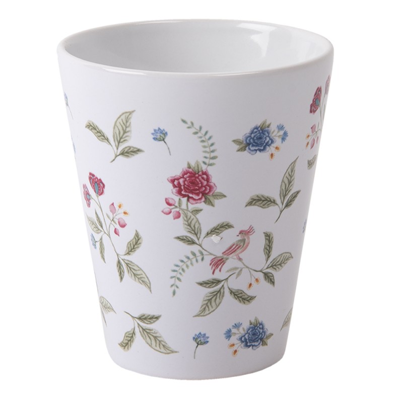 Clayre & Eef BLWMU Mok 300 Ml Wit Blauw Keramiek Bloemen