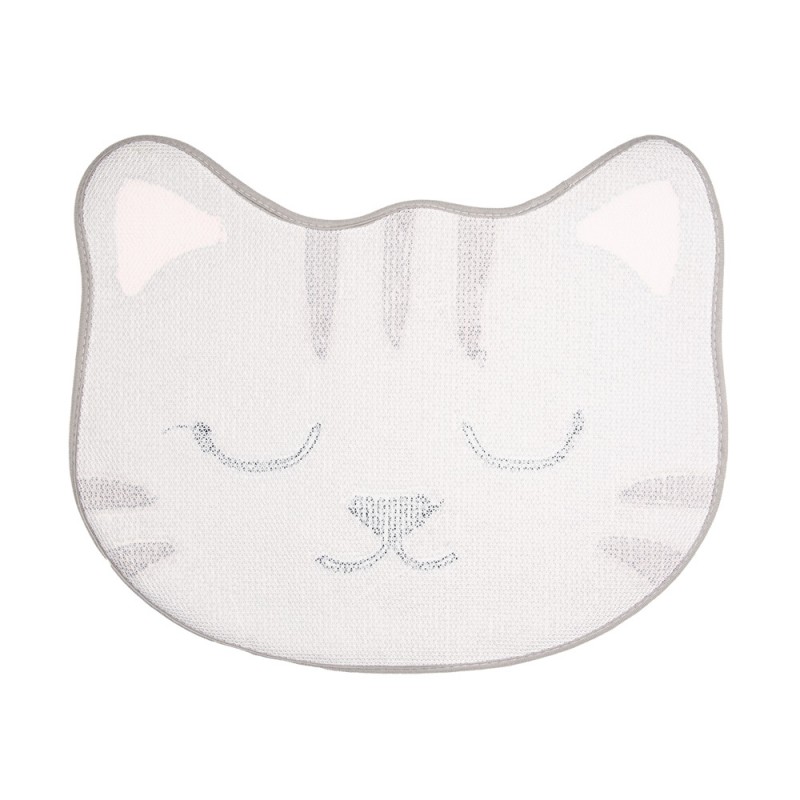Clayre & Eef BM0012 Badmat 60x50x1 Cm Grijs Polyester Kat