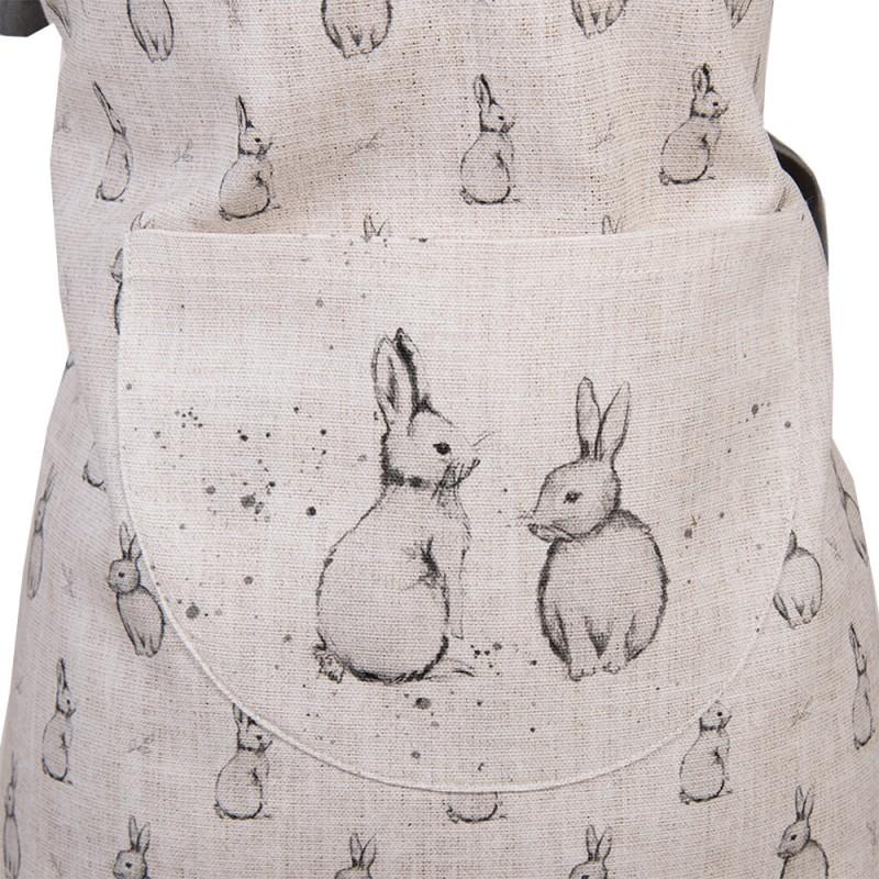 Clayre & Eef BNS41K Keukenschort Kinderen 56x48 Cm Beige Grijs Katoen Konijn