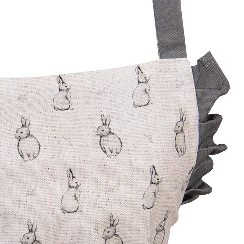 Clayre & Eef BNS41K Keukenschort Kinderen 56x48 Cm Beige Grijs Katoen Konijn