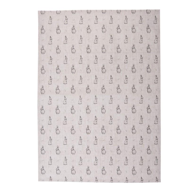 Clayre & Eef BNS42-1 Theedoek 50x70 Cm Beige Grijs Katoen Konijn
