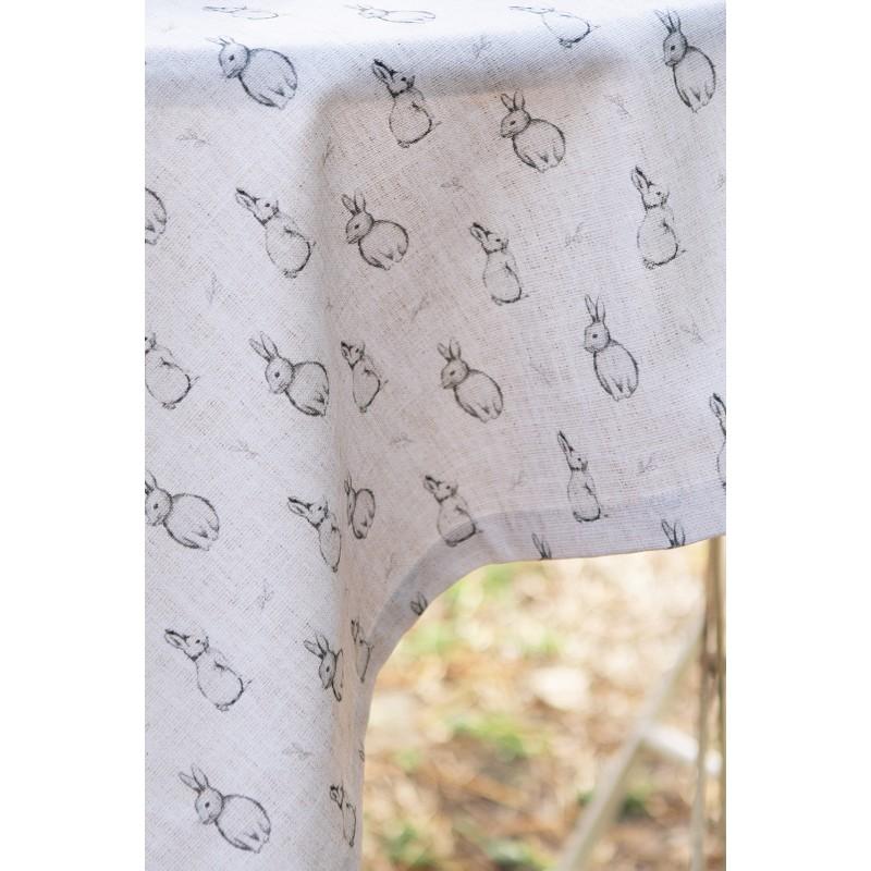 Clayre & Eef BNS42-1 Theedoek 50x70 Cm Beige Grijs Katoen Konijn