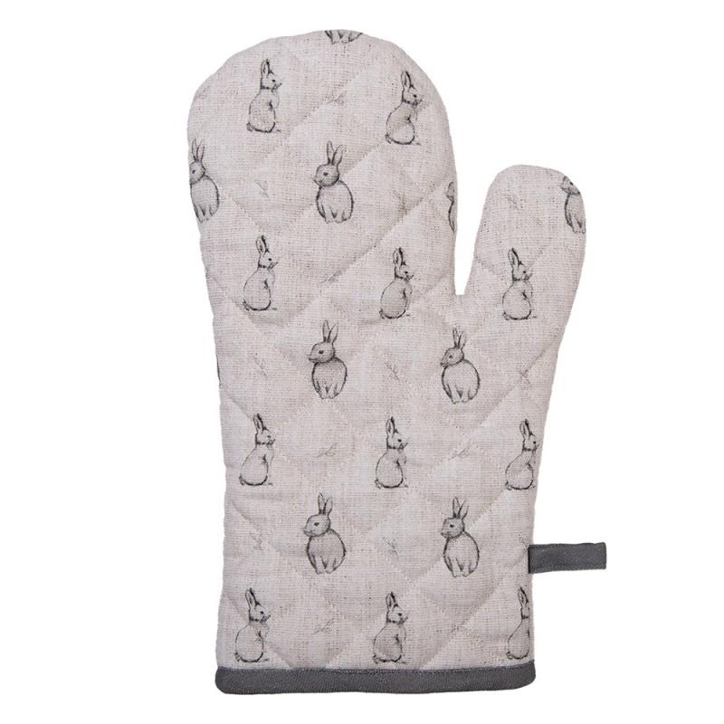 Clayre & Eef BNS44 Ovenwant 18x30 Cm Beige Grijs Katoen Konijn